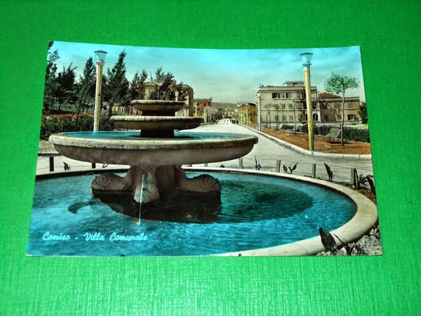 Cartolina Comiso - Villa Comunale 1962.