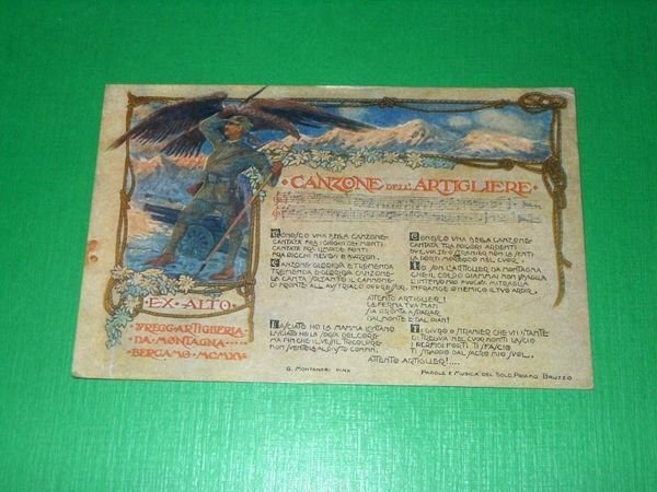 Cartolina Militaria - La Canzone dell' Artigliere 1920 ca
