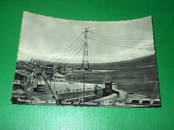 Cartolina Messina - Torre Faro - Pilone dell' elettrodotto Calabro …