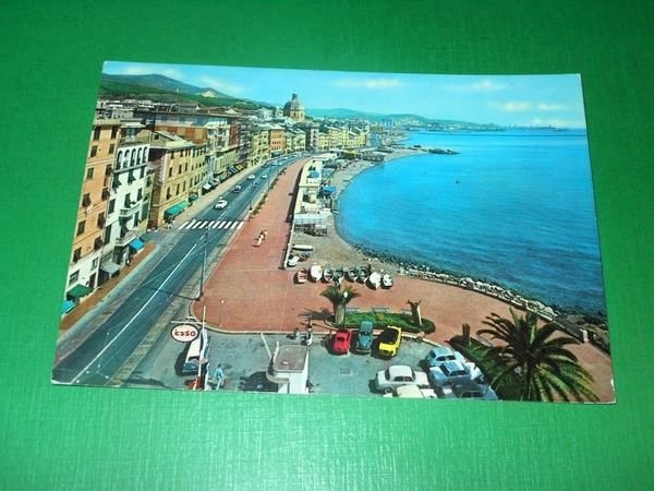 Cartolina Pegli - Il Lungomare e la spiaggia 1967