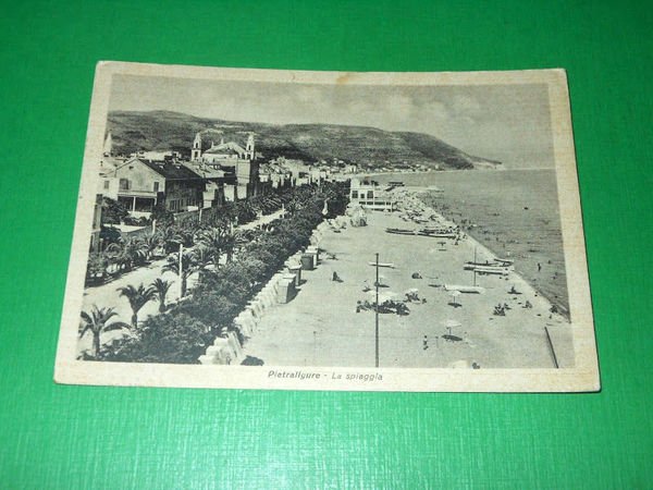 Cartolina Pietra Ligure - La spiaggia 1950 ca