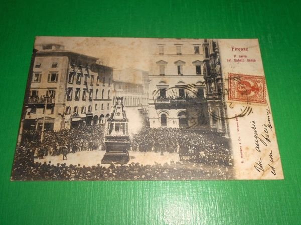 Cartolina Firenze - Il carro del Sabato Santo 1902.