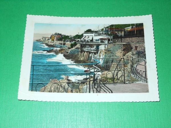 Cartolina Genova Nervi - Passeggiata a mare 1957