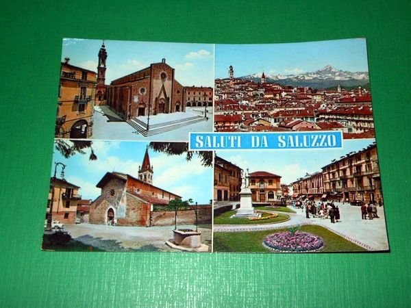 Cartolina Saluti da Saluzzo ( Cuneo ) - Vedute diverse …