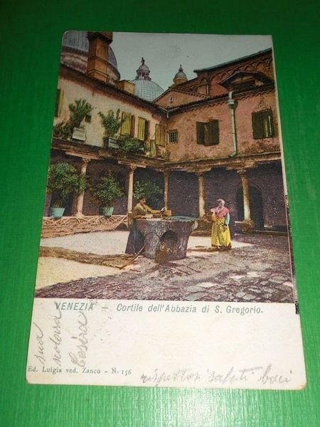 Cartolina Venezia - Cortile dell' Abbazia di S. Gregorio 1904.