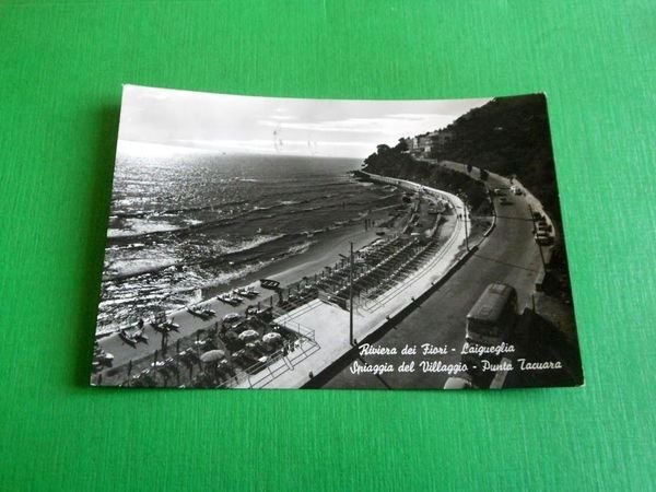 Cartolina Laigueglia - Spiaggia del Villaggio - Punta Tacuara 1959.