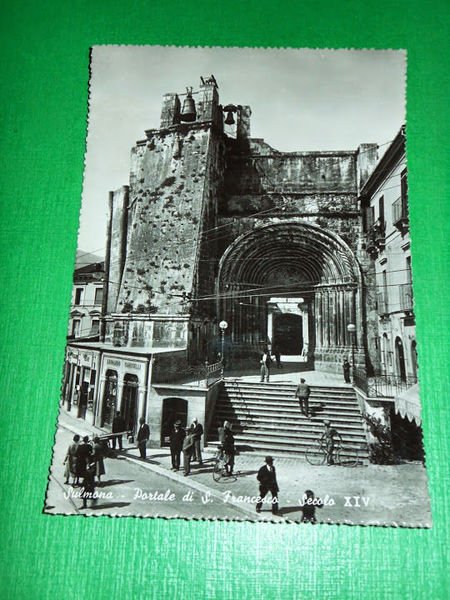 Cartolina Sulmona - Portale di S. Francesco 1955 ca