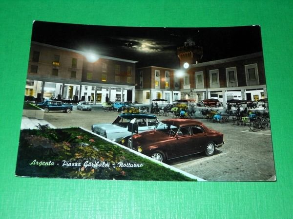 Cartolina Argenta ( Ferrara ) - Piazza Garibaldi ( notturno …