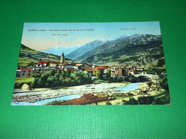 Cartolina Bormio - Contrada Combo col Ponte sul Frodolfo 1920 …