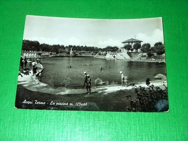 Cartolina Acqui Terme - La piscina 1955.