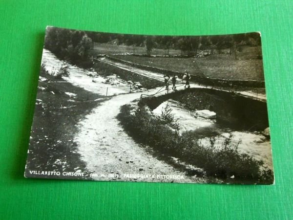 Cartolina Villaretto Chisone - Passeggiata pittoresca 1951.