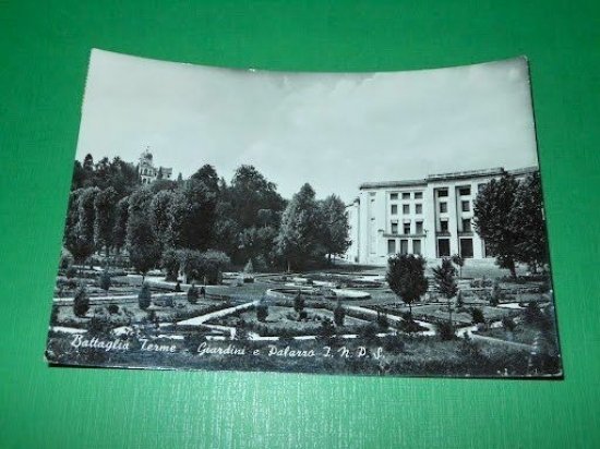 Cartolina Battaglia Terme - Giardini e Palazzo I.N.P.S. 1959. | Immagine Gallery 1