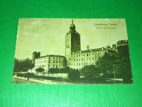 Cartolina Castelfranco Veneto - Torre dell' Orologio 1916.
