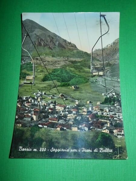 Cartolina Barzio - Seggiovia per i Piani di Bobbio 1959.