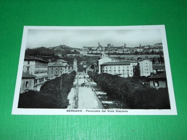 Cartolina Bergamo - Panorama dal Viale Stazione 1935 ca