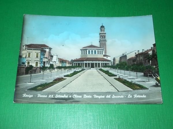 Cartolina Rovigo - Piazza XX Settembre e Chiesa Beata Vergine …