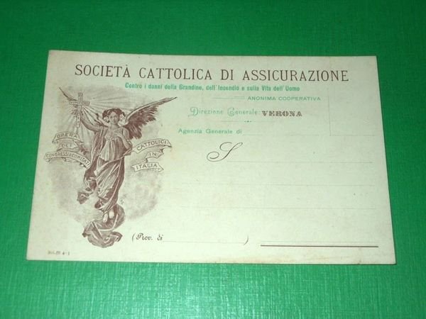 Cartolina Pubblicità Società Cattolica di Assicurazione ( Verona ) 1900 …