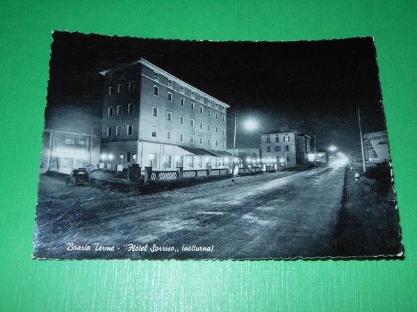 Cartolina Boario Terme - Hotel Sorriso ( notturno ) 1956