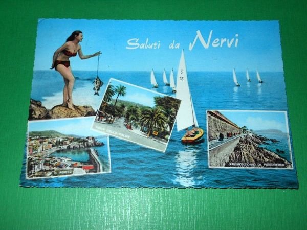 Cartolina Saluti da Nervi - Vedute diverse 1966
