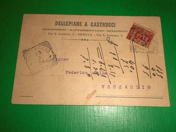 Cartolina Pubblicità - Spedizioni Dellepiane & Castrucci ( Genova ) …