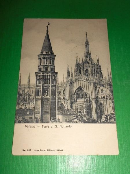 Cartolina Milano - Torre di S. Gottardo 1906