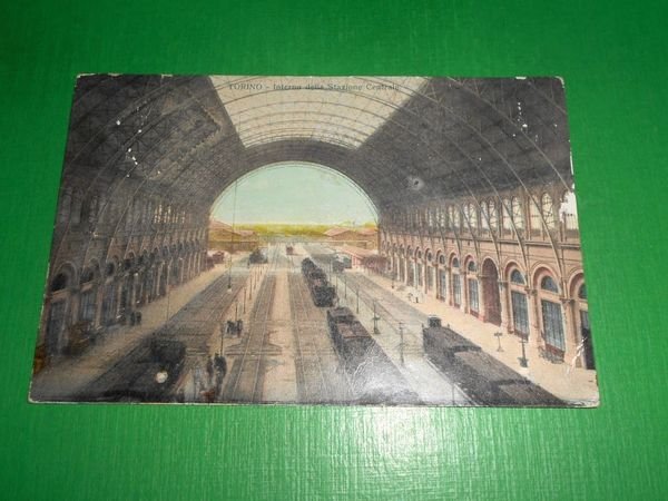 Cartolina Torino - Interno della Stazione Centrale 1910
