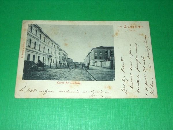 Cartolina Cuneo - Corso Re Umberto 1900