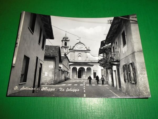 Cartolina Sant'Antonino di Saluggia ( VC ) - Via Saluggia …