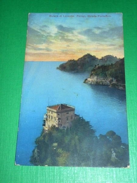 Cartolina Riviera di Levante - Paraggi - Strada Portofino 1911
