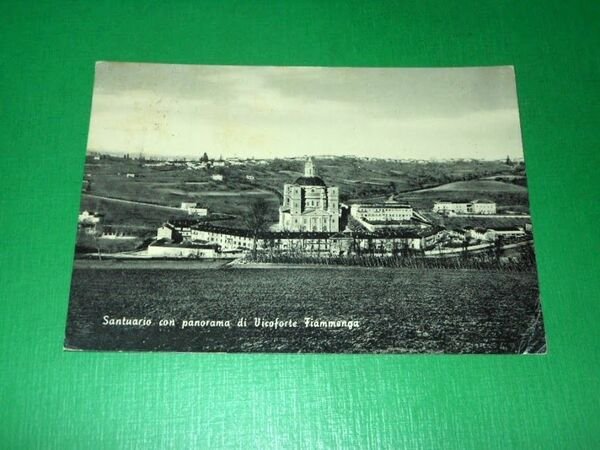 Cartolina Santuario con panorama di Vicoforte Fiammenga 1954