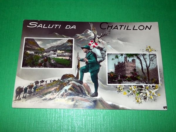 Cartolina Saluti da Chatillon - Vedute diverse 1942