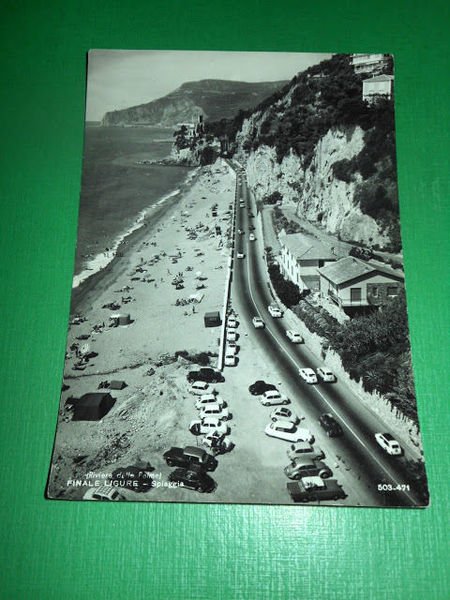 Cartolina Finale Ligure - Spiaggia 1955 ca