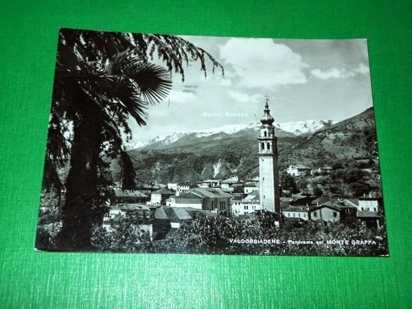 Cartolina Valdobbiàdene - Panorama col Monte Grappa 1962
