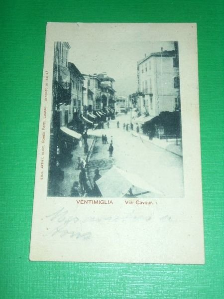 Cartolina Ventimiglia - Via Cavour 1901