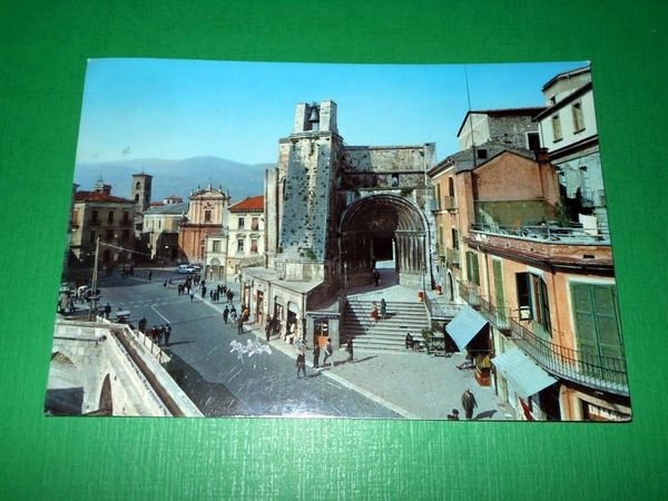 Cartolina Sulmona - Portale S. Francesco 1968