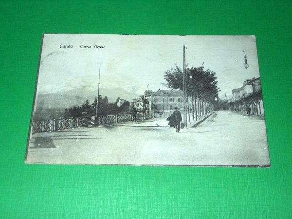 Cartolina Cuneo - Corso Gesso 1918