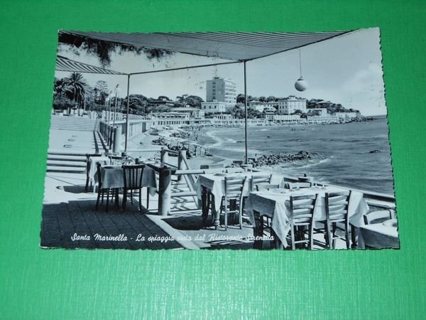 Cartolina Santa Marinella - La spiaggia vista dal Ristorante Sirenetta …