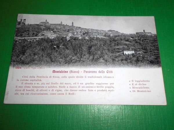 Cartolina Montalcino ( Siena ) - Panorama della Città 1900 …