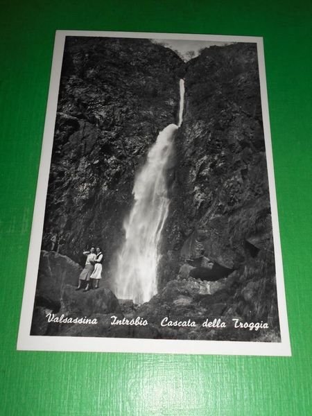 Cartolina Valsassina - Introbio - Cascata della Troggia 1950 ca