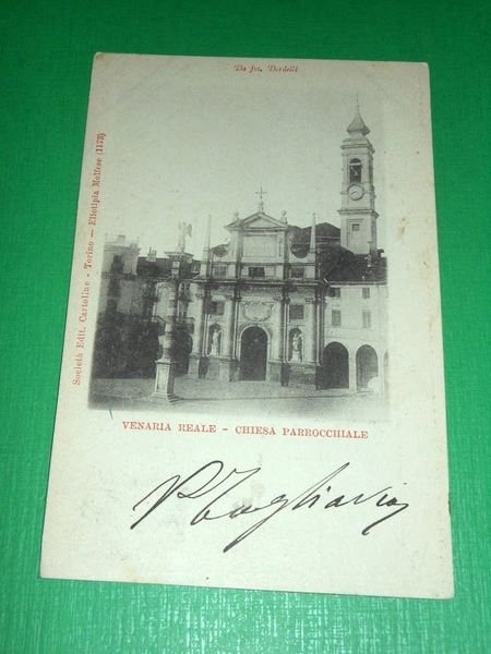 Cartolina Venaria Reale - Chiesa Parrocchiale 1900