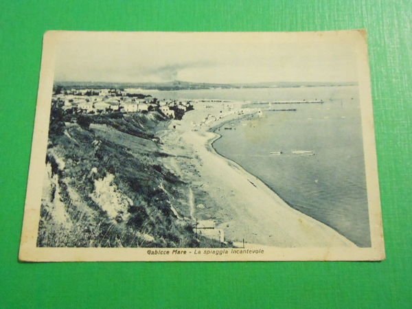 Cartolina Gabicce Mare - La spiaggia incantevole 1947