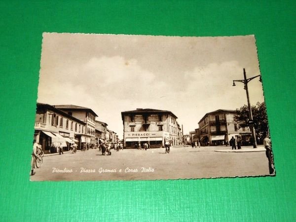 Cartolina Piombino - Piazza Gramsci e Corso Italia 1945 ca | Immagine Gallery 1