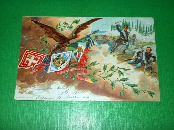Cartolina Militaria - 5° Reggimento Fanteria - illustratore Cenni 1904