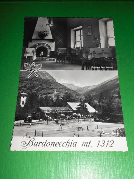 Cartolina Bardonecchia - Interno Bar Tennis - Campo Tennis 1950 …