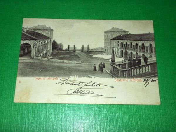 Cartolina Santuario d' Oropa - Ingresso principale 1905