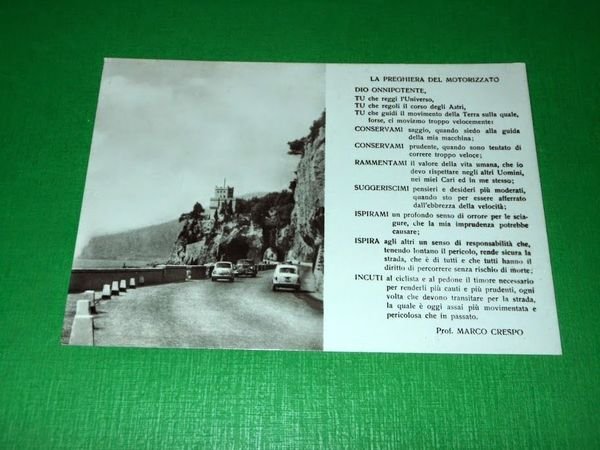 Cartolina La Preghiera del Motorizzato - Prof. Marco Crespo 1963