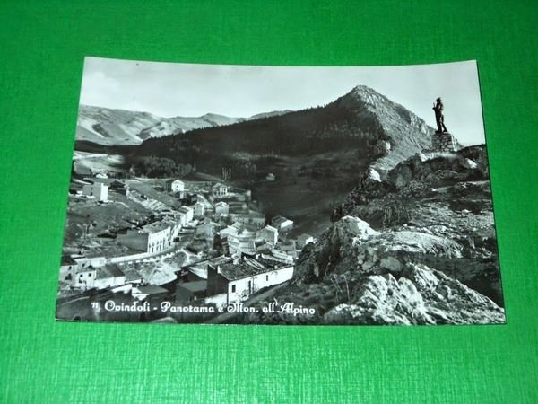 Cartolina Ovindoli - Panorama e Monumento all' Alpino 1964