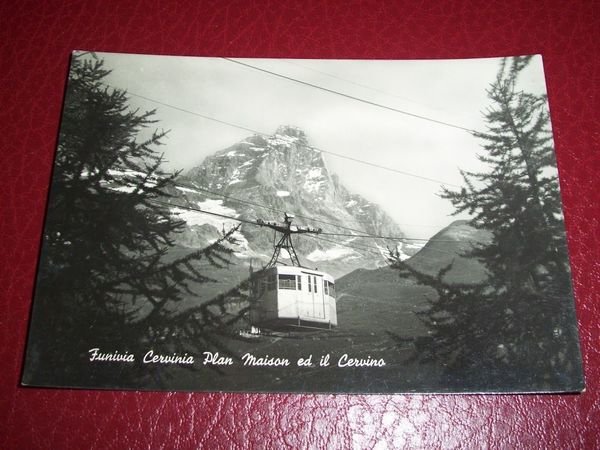 Cartolina Funivia Cervinia Plan Maison ed il Cervino 1955