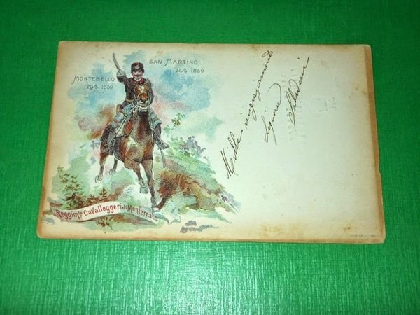 Cartolina Militaria - Reggimento Cavalleggeri di Monferrato 1900 ca