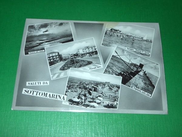 Cartolina Saluti da Sottomarina - Vedute diverse 1955 ca